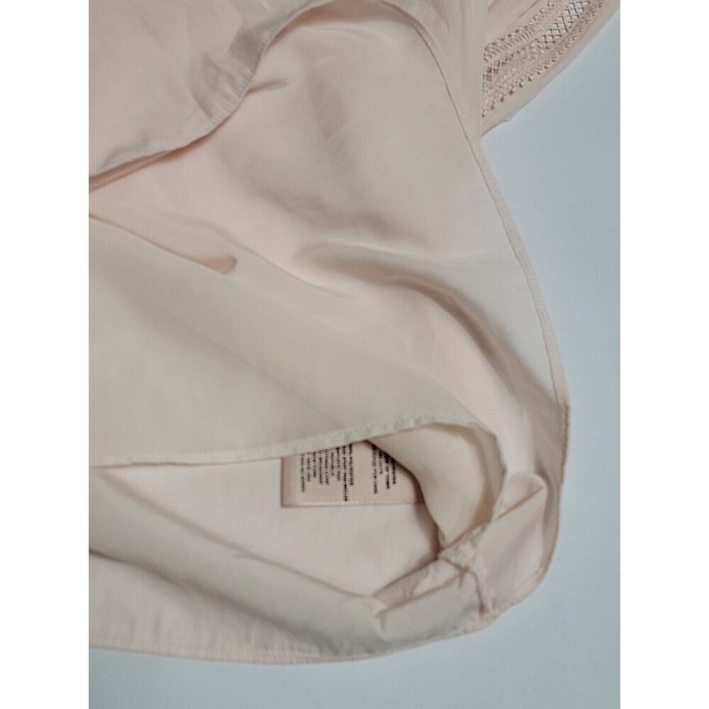 New Philosophy Pink Peach Short Sleeve Dressy Shirt Lined V Neck  XS Boho Cottag - Picture 10 of 10